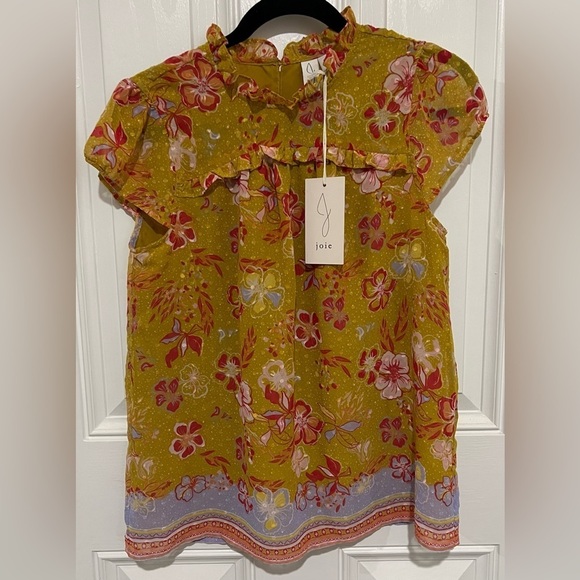 NEW!! Joie Yellow with Pink & Purple Floral Design Blouse in Size Small NWT! ๐ - Picture 2 of 14